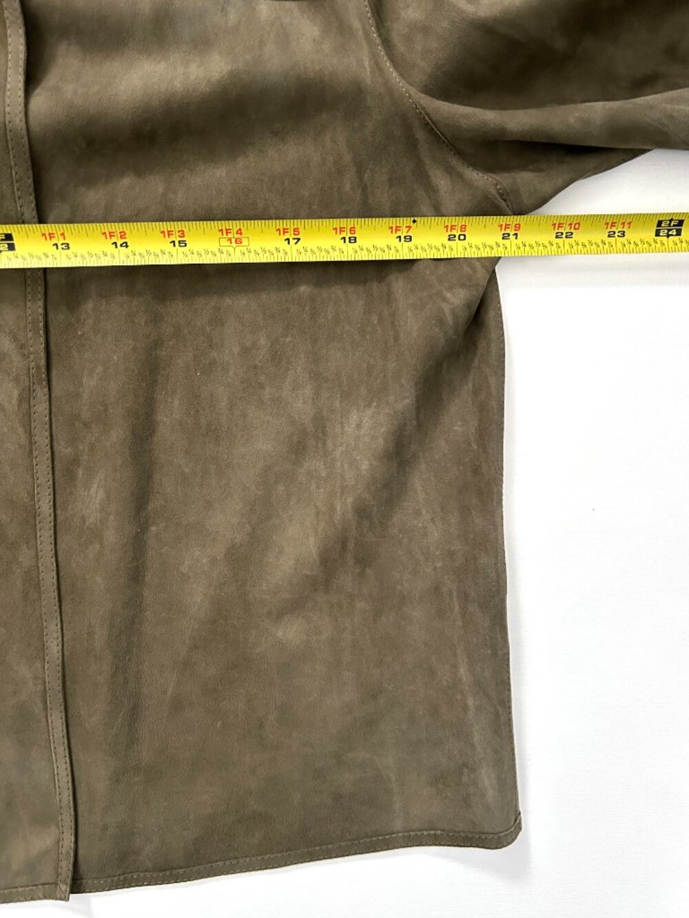 Lafayette 148 New York Olive Suede Leather Open Front Jacket Size L Luxury Drape - Picture 6 of 10